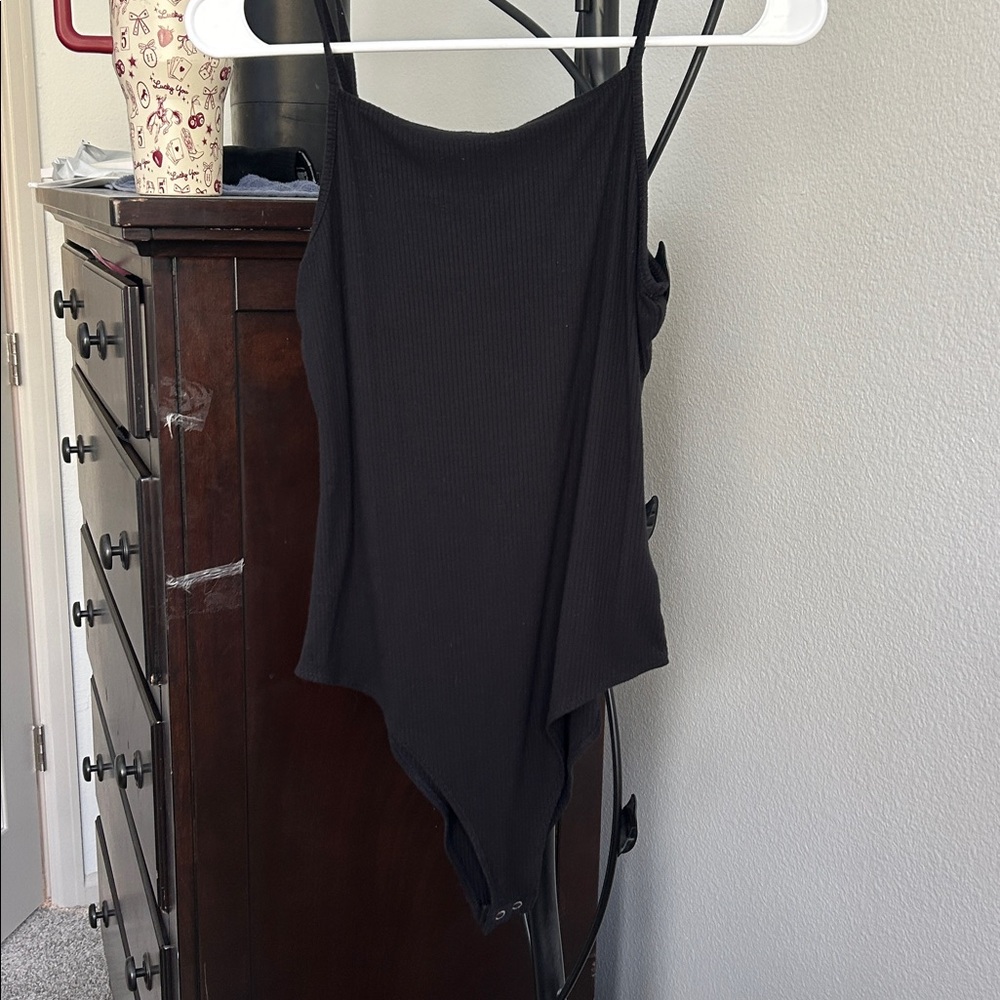 Black Ribbed Bodysuit